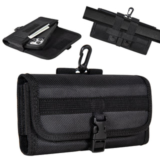 Universal Case Rugged Drop-proof 6.3" Large Nylon Horizontal Pouch with Front Buckle & Card Slot - Black