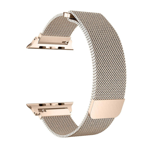 Case for Apple Watch Series 3 2 1 Stainless Steel Mesh Milanese Loop Compatible Case for Apple Watch Band with 42mm Adjustable Magnetic Closure Replacement Wristband Apple Watch Band - Gold