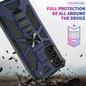 Case for Samsung Galaxy A14 5G Military Grade Ring Car Mount Kickstand with Tempered Glass Hybrid Hard PC Soft TPU Shockproof Protective - Blue