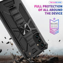 Case for Samsung Galaxy A14 5G Military Grade Ring Car Mount Kickstand with Tempered Glass Hybrid Hard PC Soft TPU Shockproof Protective - Black
