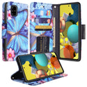Case for Samsung Galaxy A14 5G Wallet Wrist Strap Pu Leather Wallet Kickstand with Id & Credit Card Slots - Blue Butterfly
